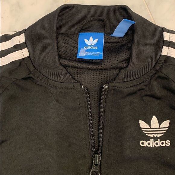 Adidas classic tricot running track jacket black & white stripes size XS - Picture 4 of 10
